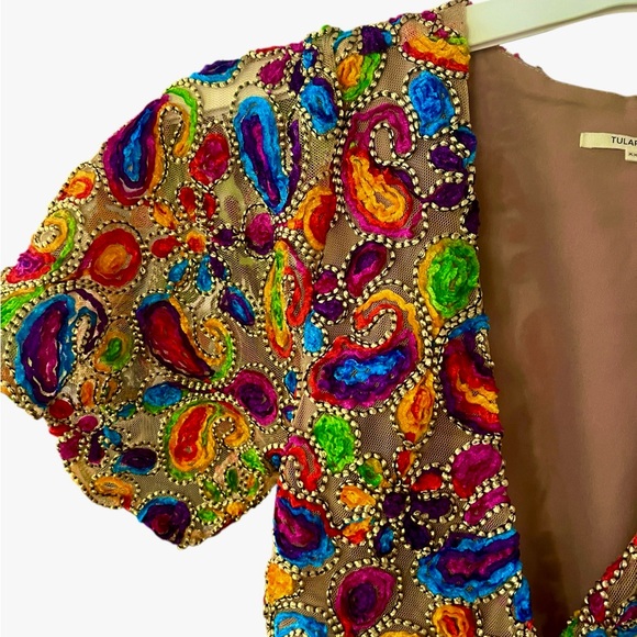 Groovy Tularosa Maxi Dress Revolve Huntley Maximalist Embroidered Rainbow Nude - Picture 11 of 12